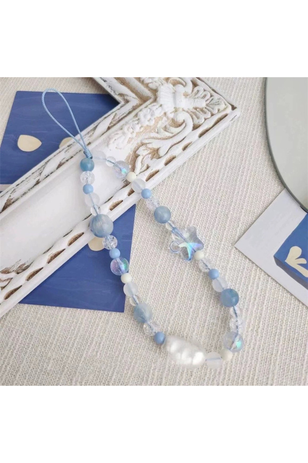 Other Other Blue Starry Sea Beaded Mobile Phone Hanging Rope Universal Handmade Camera Hanging Chain
