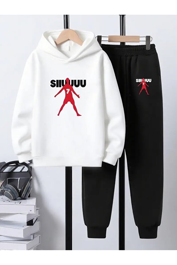 Children's Printed Hooded Sweatshirt and Sweatpants Set 3 Thread Raster for Autumn/Winter