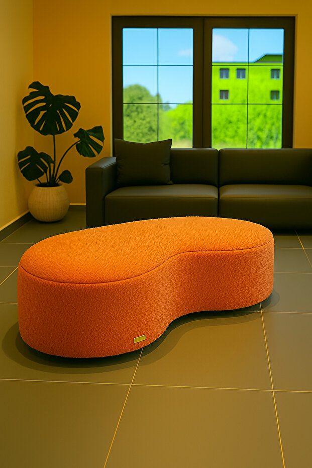 Bulut Şekilli Oturma Pufu Teddy Peluş Kumaş Yuvarlak Kenarlı Modern Konsept Puf (salon/oturma odası) - 1