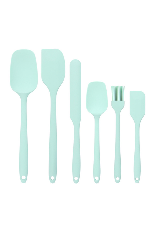 green-fg6 6 قطع مجموعة فرشاة شواء وملعقة كريمية للمطبخ من Bakehouse أدوات مطبخ سيليكون ملعقة كيك Bakin