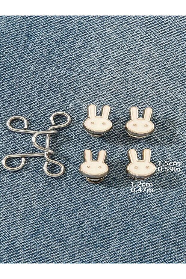 2 Pairs WHITE 1/2/4Sets Cute Bunny Waist Buckle Jeans Buttons No Sewing Adjustable Fasteners Clip Sn