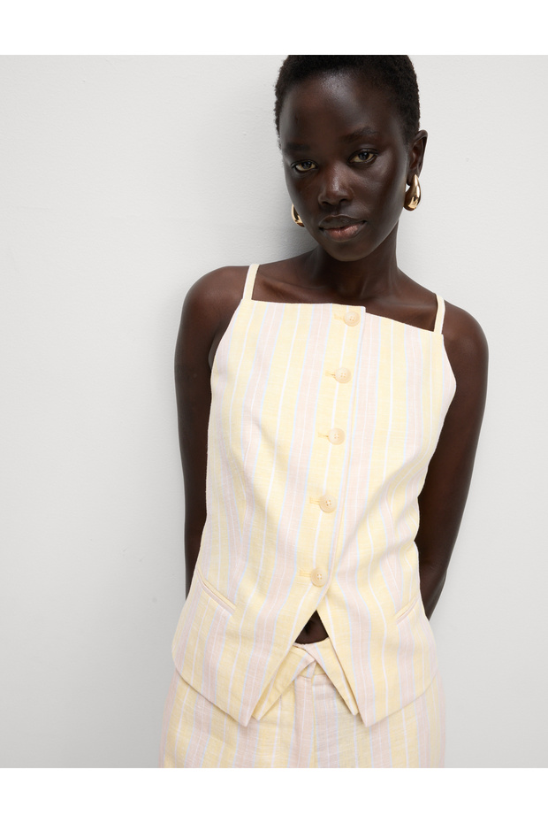 Çizgili Keten Üst - 1