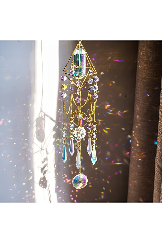 A 1pc Crystal handmade wind chimes Crystal Prism Daylight Catcher Glass Prism window hanging pendan.