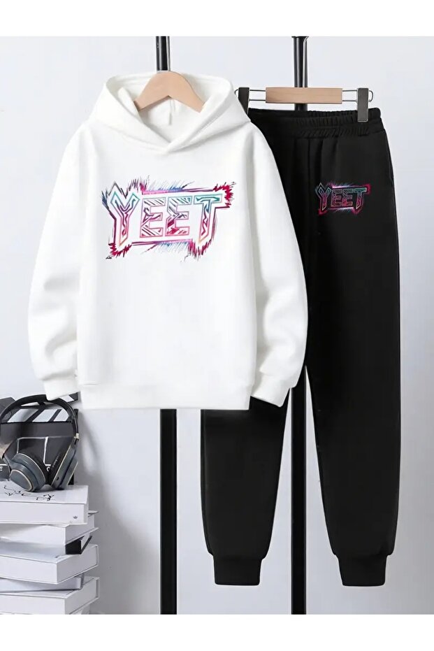 Children's Printed Hooded Sweatshirt and Sweatpants Set 3 Thread Raster for Autumn/Winter