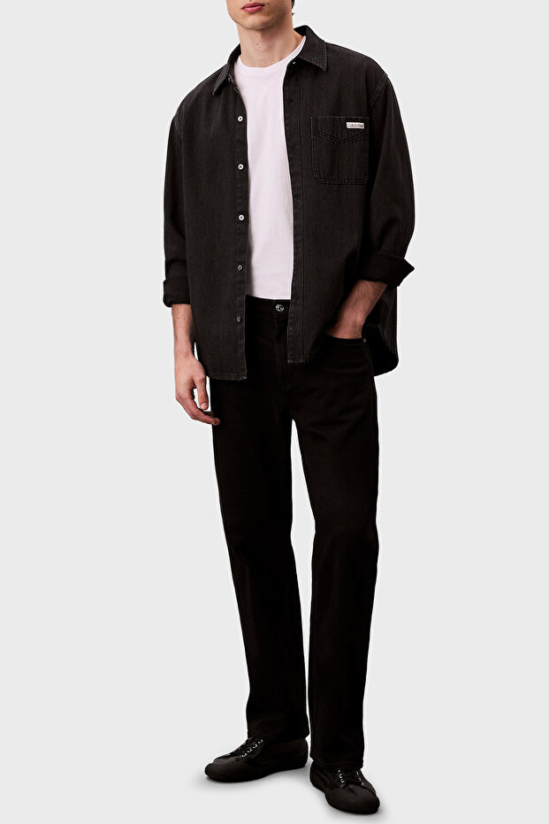 Calvin Klein Pamuklu Regular Fit Klasik Yaka Tek Cepli Kot Gömlek LV04RD765G57L Erkek KOT GÖMLEK LV0 - 2