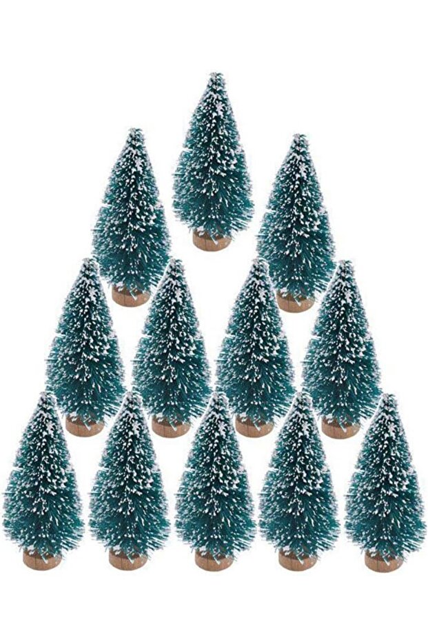 12Pcs 10cm Blue Green Glittering Christmas Tree + 2m Led Light Party Ornament Decoration Ornament