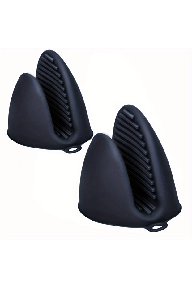 Black 2 Pack Silicone Oven Mitts Pot Holders Sets for Kitchen Heat Resistant Small Kitchen Mittens R