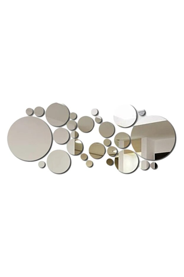 26pcs Silver 26 PCs 3D Acrylic Mirror Wall Sticker, round Mirror, DIY Bedroom, Bathroom and TV Backg
