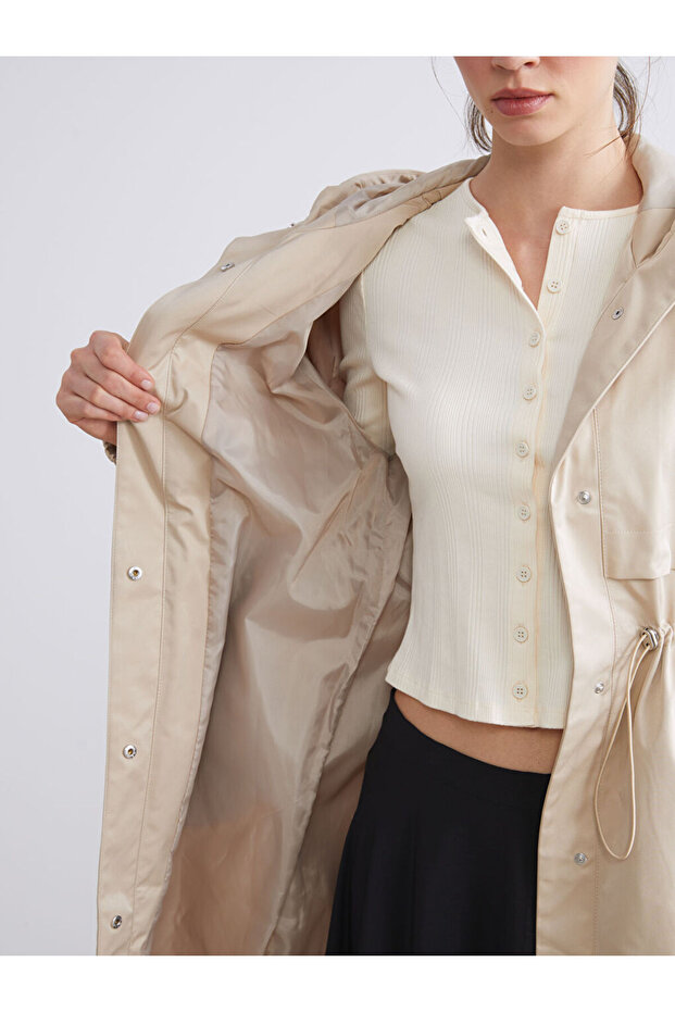 Shining Store'dan Işıltılı Seçimler | Kapüşonlu Kadın Trençkot - 4