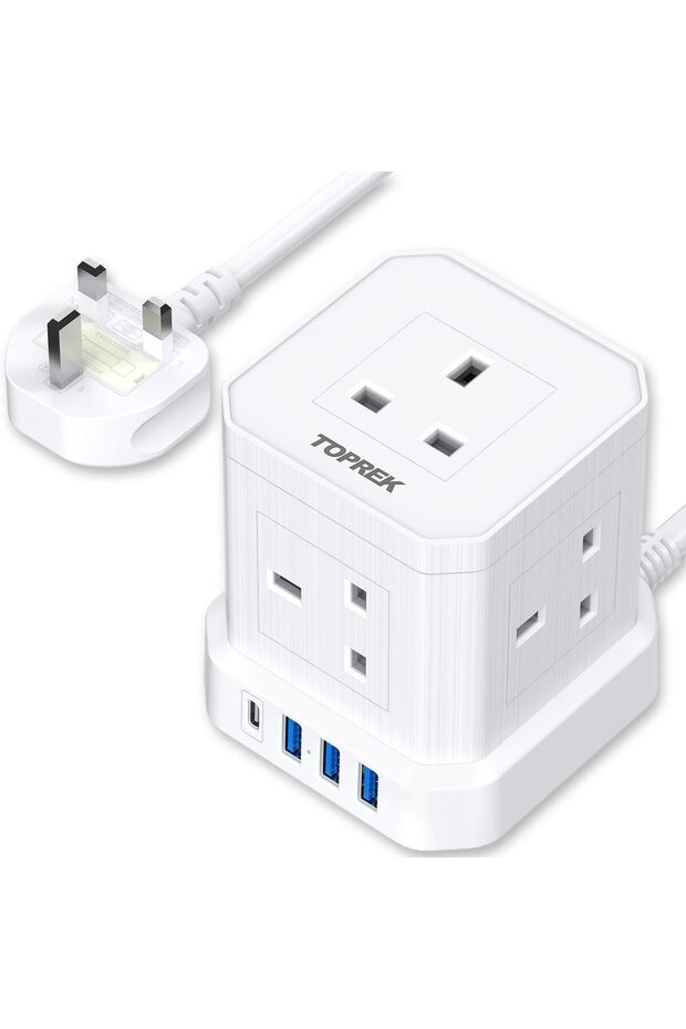 TOPREK Cube Extension Lead with USB Slots, 5 Way Power Strip top-notch standard of a product