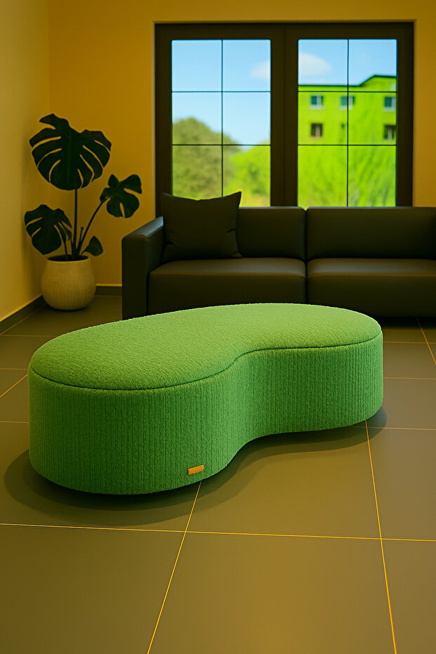 Bulut Şekilli Oturma Pufu Teddy Peluş Kumaş Yuvarlak Kenarlı Modern Konsept Puf (salon/oturma odası) - 1