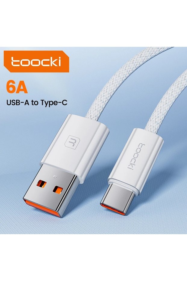 2m White 6A USB Cable Type C 66W Fast Charging For Huawei P40 P30 Type C Cable For iPhone 15