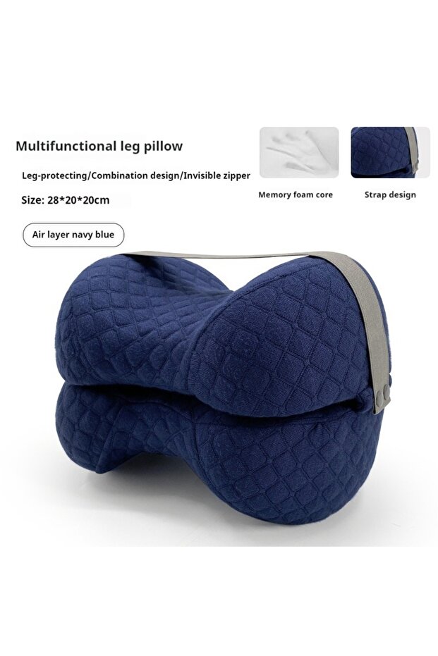 50x30cm Navy blue 1PC Contoured Leg Knee Pillow for Sleeping,Cooling Memory Foam Leg Pillow for Scia