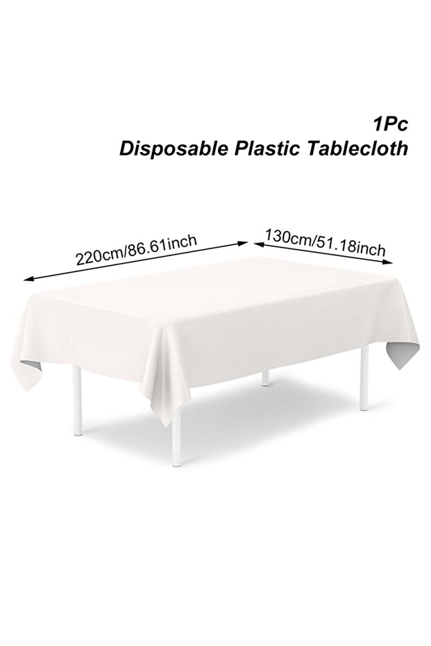 tablecloth 220*130cm White PE Tablecloth Plastic Table Cloth Disposable Tablecloths for BBQ Party F