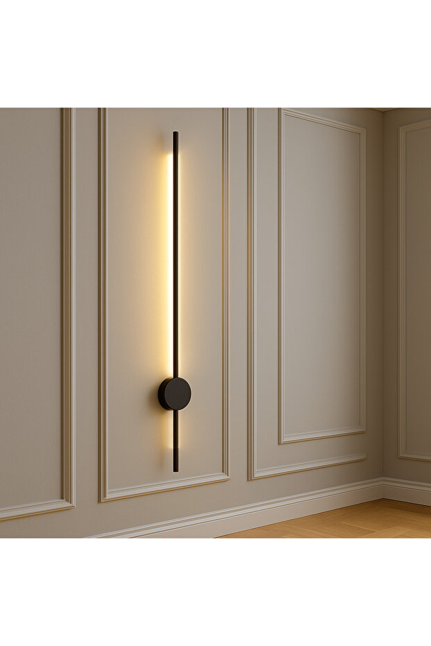 Modern Dekoratif Aplik Aç-kapa Düğmeli Led Duvar Aplik 70 Cm Siyah 1 Adet LEDOVYA (Pilli Değildir) - 2