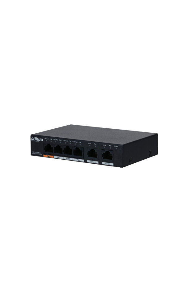 Dahua Pfs3006-4Gt-60-V2, 4 Port, Gigabit, Poe 60W, 2 Port Uplink, Unmanaged, Desktop Switch