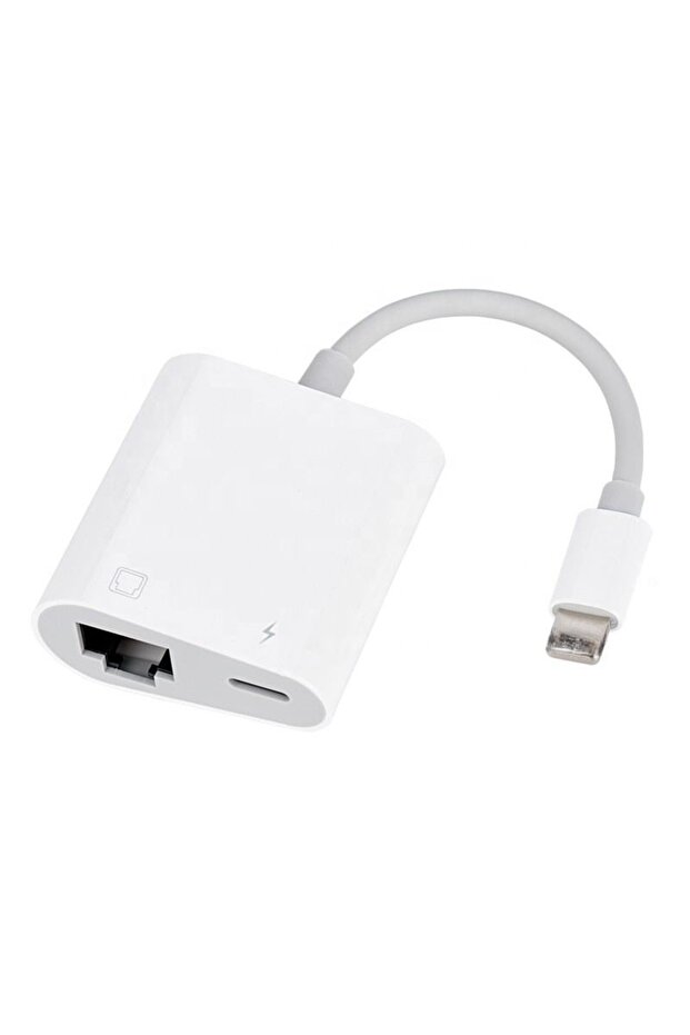 2in1 For iPhone Lightning to Ethernet 100Mbps RJ45 Adapter For Live Streaming & Online Classes - 1