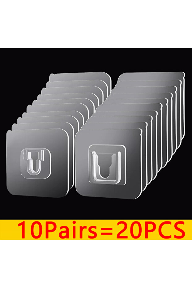 20pcs-10Pairs 1-50Pairs Double-Sided Self Adhesive Wall Hooks Strong Sticky Transparent Traceless Ki