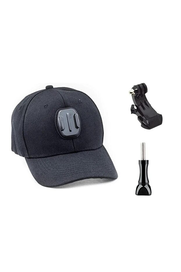 Black Action Camera Baseball Hat Mount for GoPro Hero 13 12 11 10 9 8, Adjustable Sun Cap with Brack