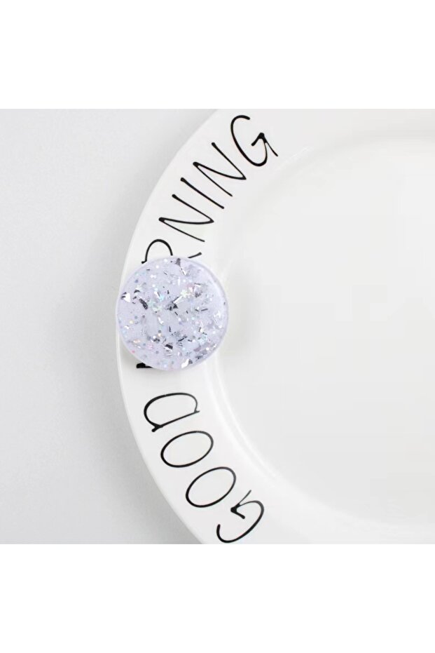 WHITE Round Glitter Phone Holder Ring Holder Universal Mobile Phone Finger Grip Holder Is Suitable f