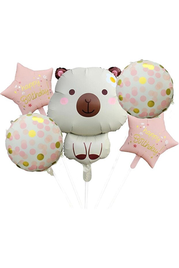 Spotted Balloon Star Capybara Foylo Balloon Set