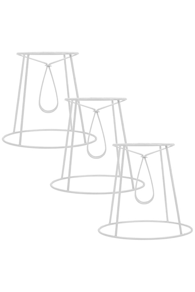 White 3pcs Lamp Shade Frame Metal Lampshade Rack Table Lamp Shade Frame DIY Lamp Frame - 1
