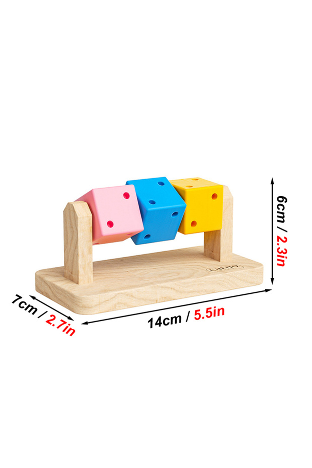 As shown 1pc Funny Colorful Wooden Rubik's Cube-shaped Interactive Chewing Toy for Small Pet Birds P