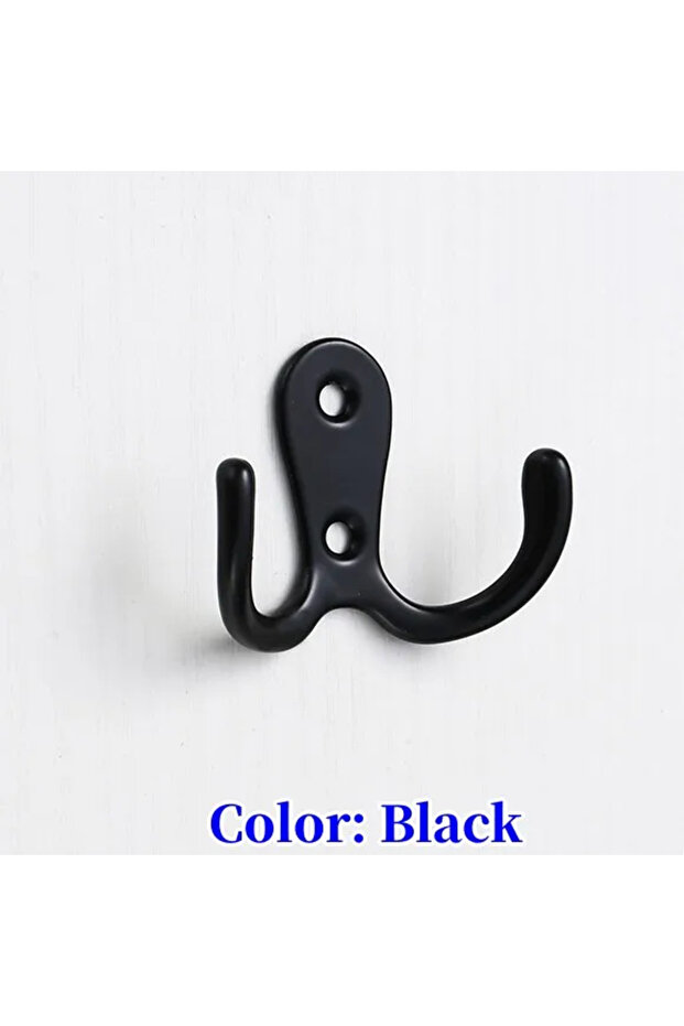 Black-6Pcs Retro 6pcs Coat Hooks Wall-Mounted Towel Hanger For Coats Hats Clothing Home Storage Hook