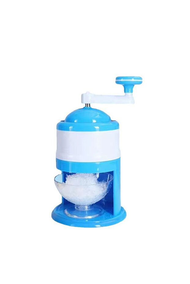 Blue Portable Hand Crank Snow Cone Machine Manual Shaved Ice Maker Perfect for Summer Parties and Sl