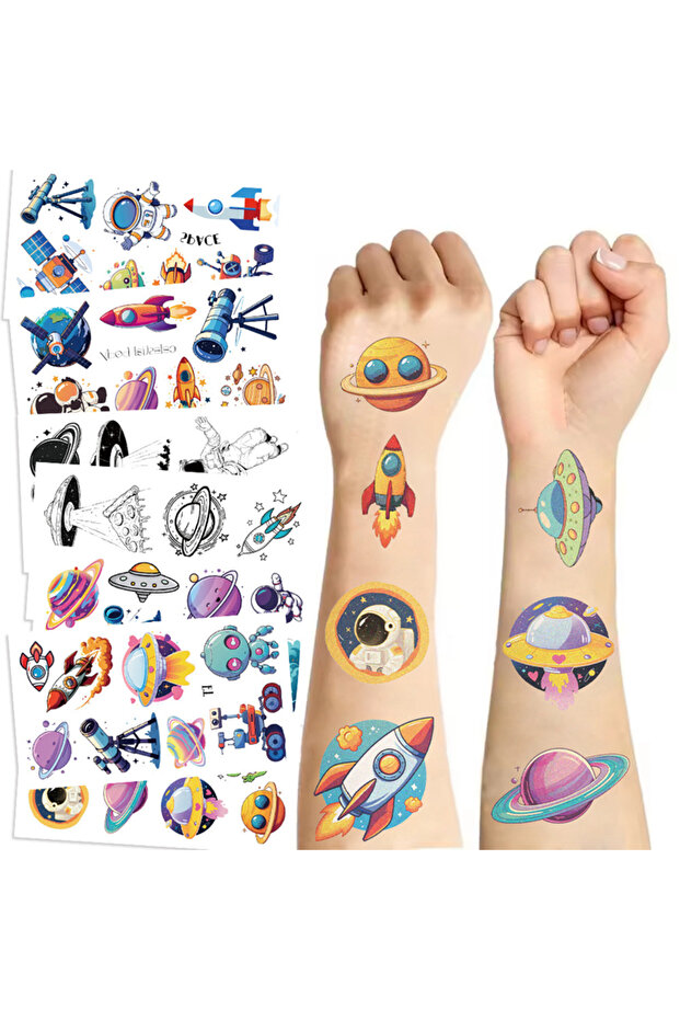 10PCS 10PCS Outer Space Astronaut Theme Temporary Tattoo Sticker Kids Birthday Party Gift Childr...