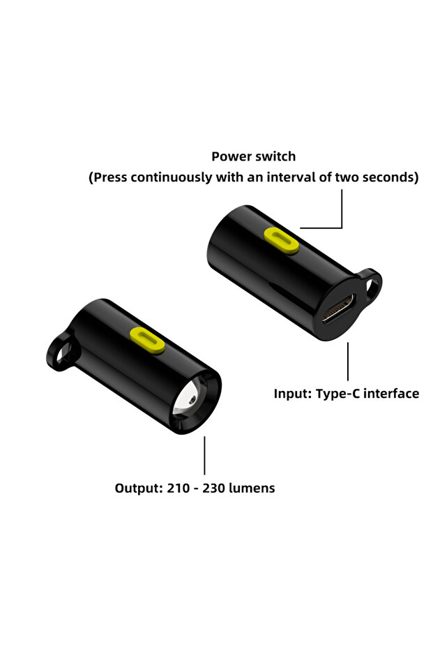 مصباح يدوي متعدد الوظائف قوي ومتعدد الاستخدامات من نوع C M إلى SDT HS USB C LED بسلسلة مفاتيح للجيب للاستخدام الخارجي H