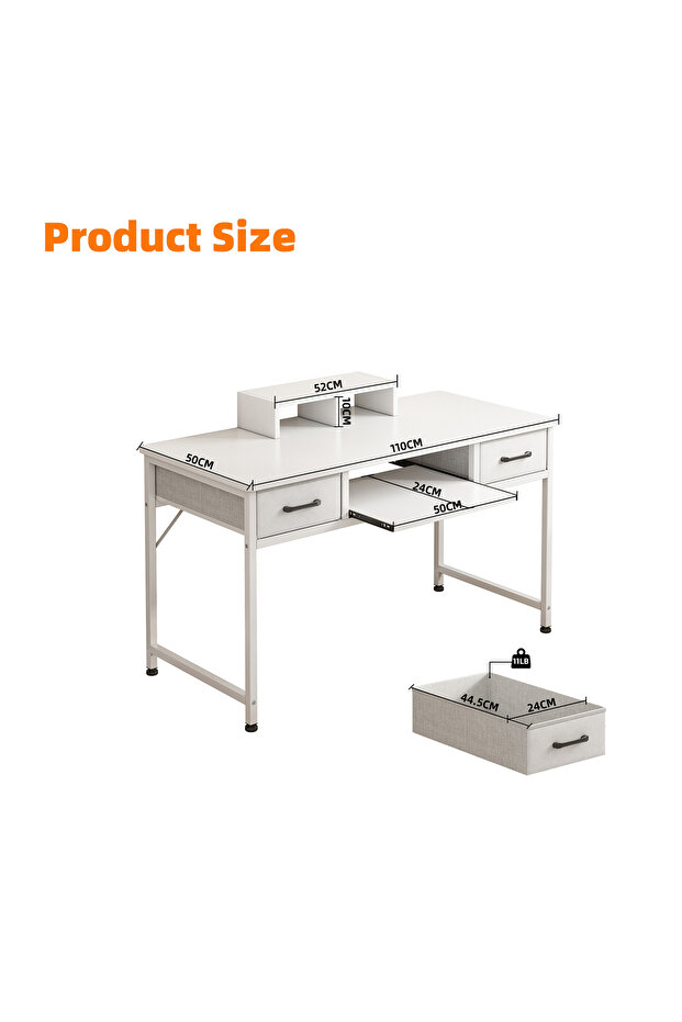 Study desk with drawers, desk, computer desk with keyboard tray - 5