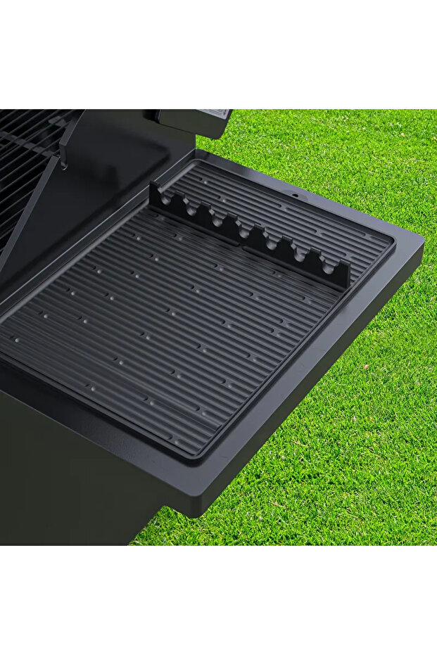 حصيرة شواء من السيليكون الأسود لأدوات الشواء Blackstone Griddles BBQ Tool Organizer مع وسادة تقطير وملعقة وأدوات