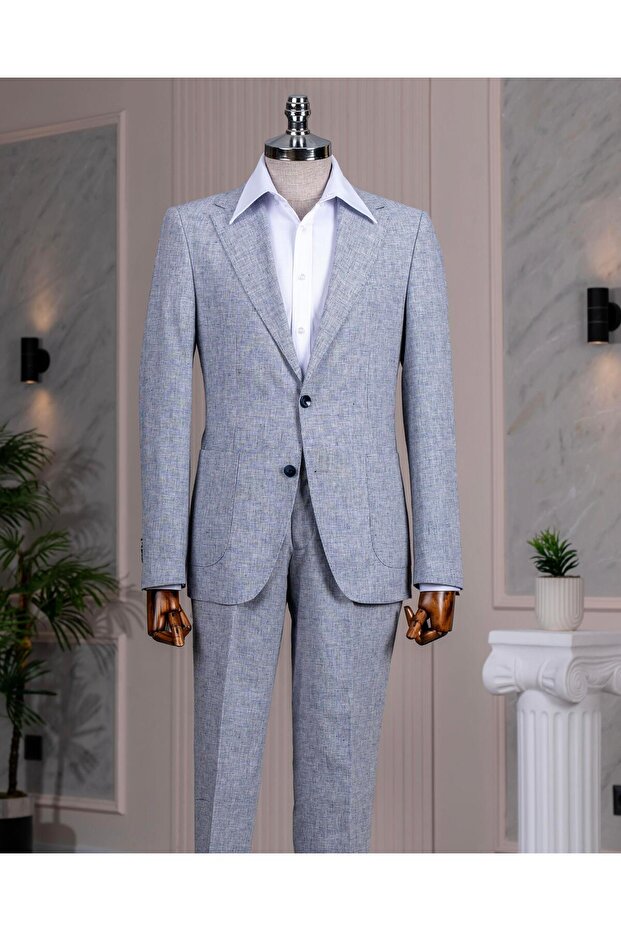 Italian Style Slim Fit Jacket Pant Suit Navy Blue T14457