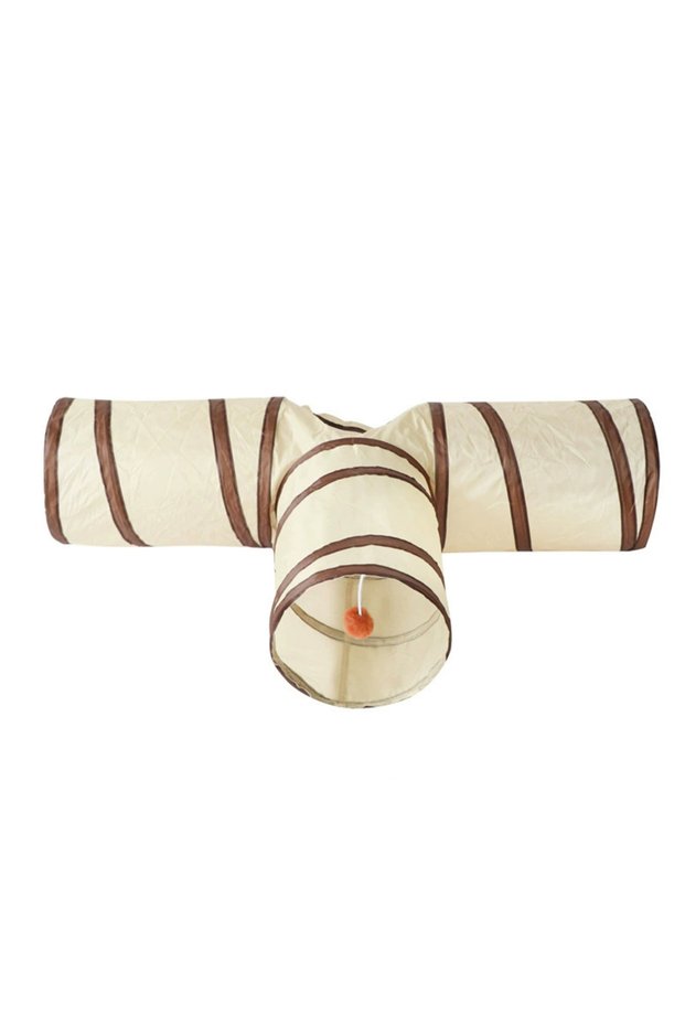 T Tunnel 1PC Cat Tunnel, Collapsible Tube with 1 Play Ball Toys, 3 Ways Tunnels for Indoor Cats