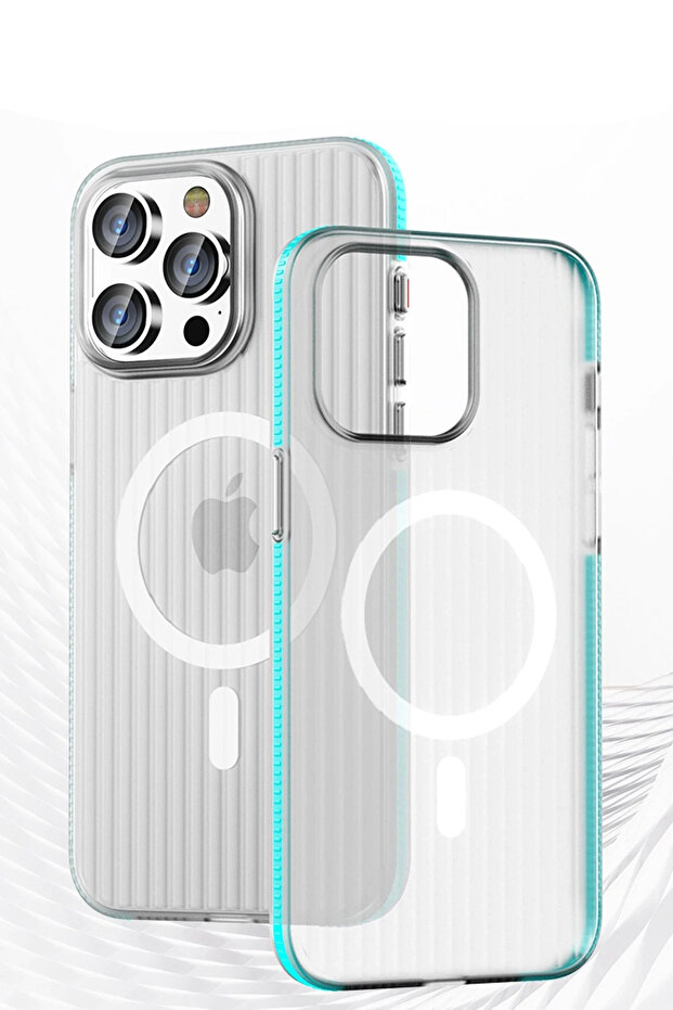 iPhone 15 Pro Max Line Magsafe Kapak - Gri - 4