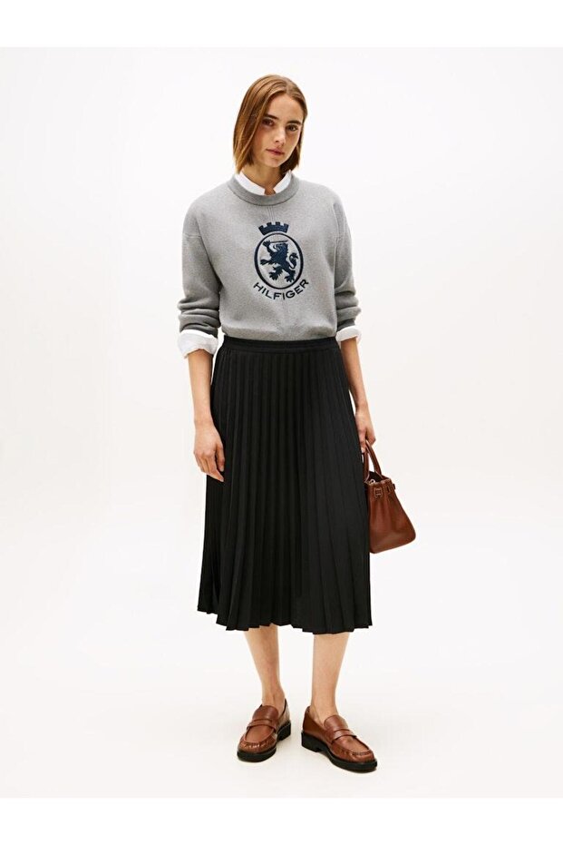 FLUID PLEATED PULL ON MIDI SKIRT - 1