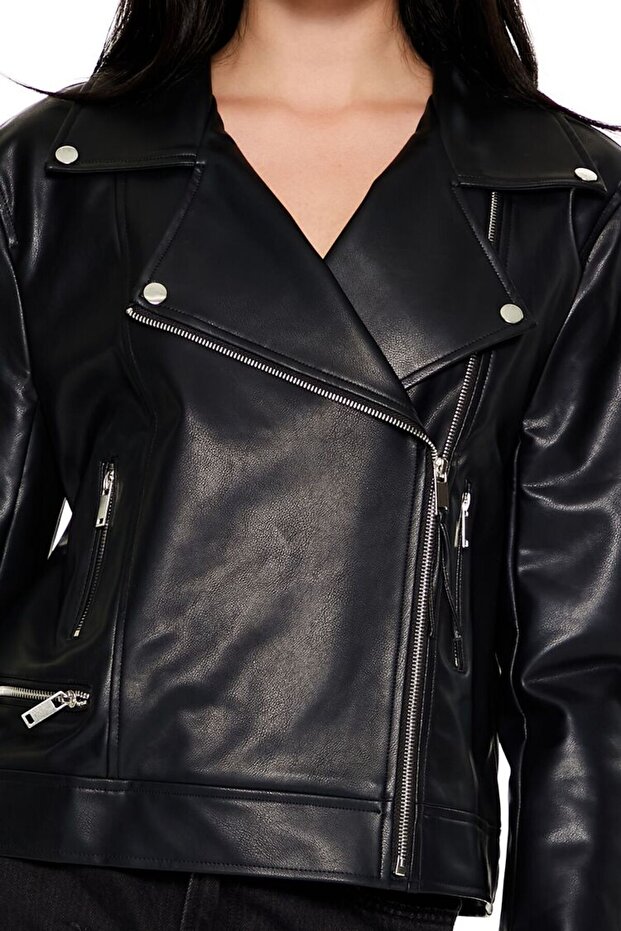 Suni Deri Biker Ceket - 3
