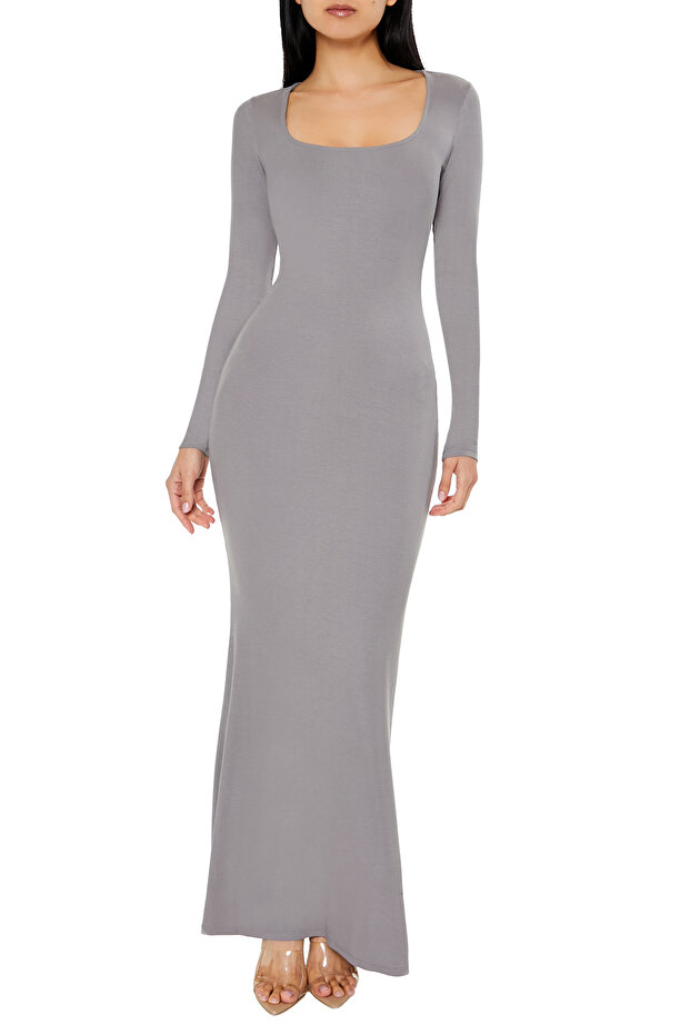 Kare Yaka Maxi Elbise - 1