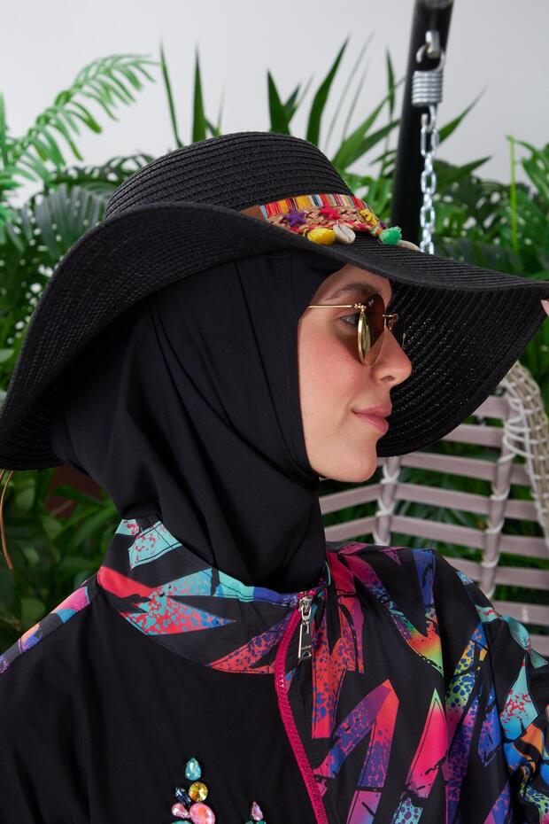 RENKLİ ŞERİT AKSESUARLI ŞAPKA - 5