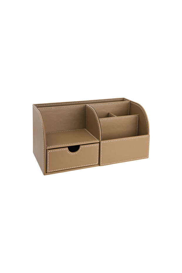 Desktop Organizer, Pen Holder, Remote Control, Cube Block Holder, Tablet Holder, Bookshelf, 6 Compartments, Drawer, Desktop - 1