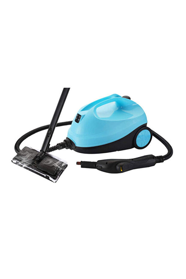 Handheld Steam Cleaner, 25cm Height, 30cm Length, Turquoise Blue, Adjustable Handle