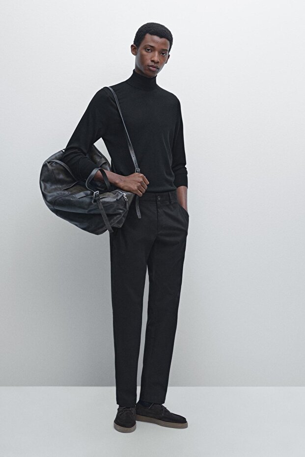 Yün karışımlı dik yaka triko kazak - 1