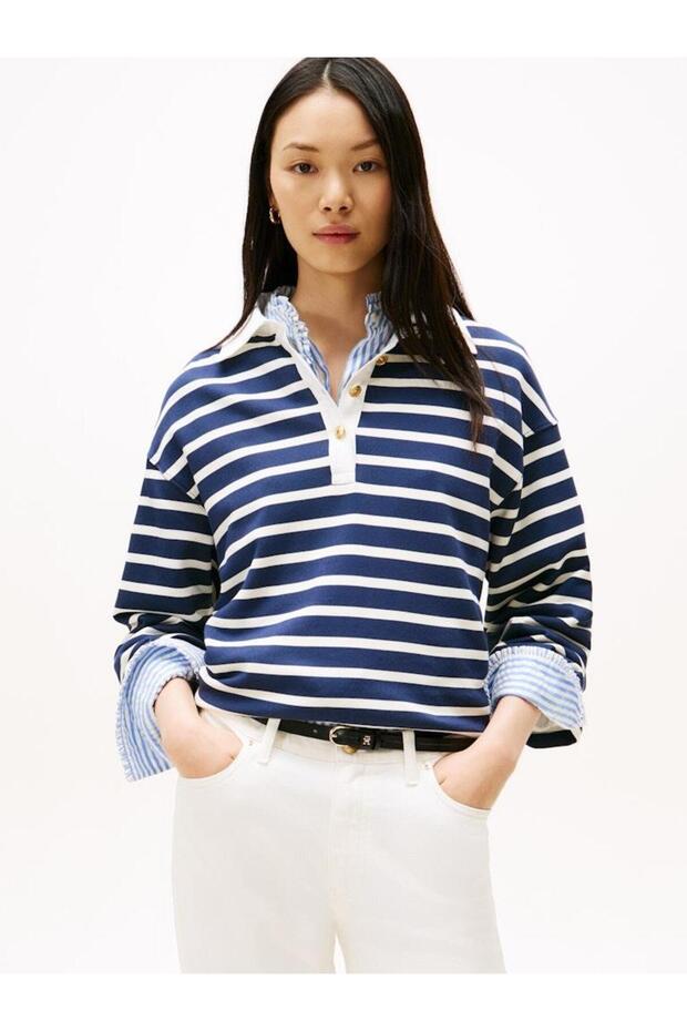 GOLD BUTTON RUGBY TERRY SWTSHRT - 1