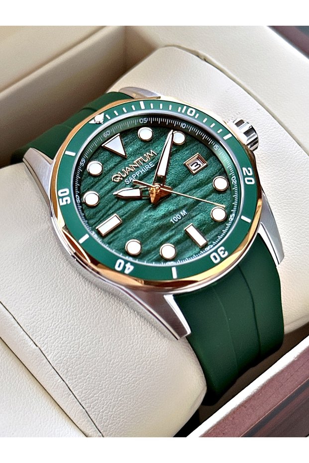 Men's Wristwatch with Calendar Sapphire Glass 24 Months Warranty Silicone Band Steel Case Adg1229Sz