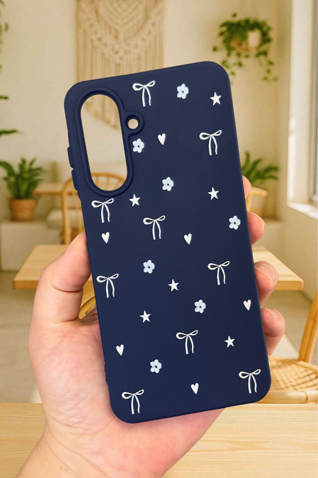 Samsung Galaxy A26 Compatible Mini Bow Patterned Silicone Shock-Absorbing Classic Protective Rubber Case
