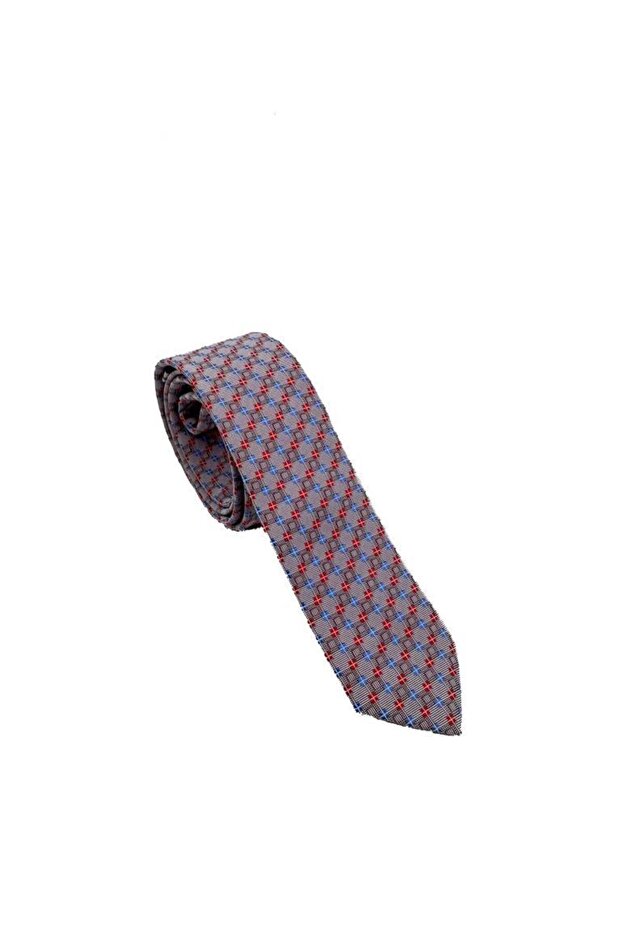 ربطة عنق نحيفة منقوشة باللون الأحمر والأزرق - 2