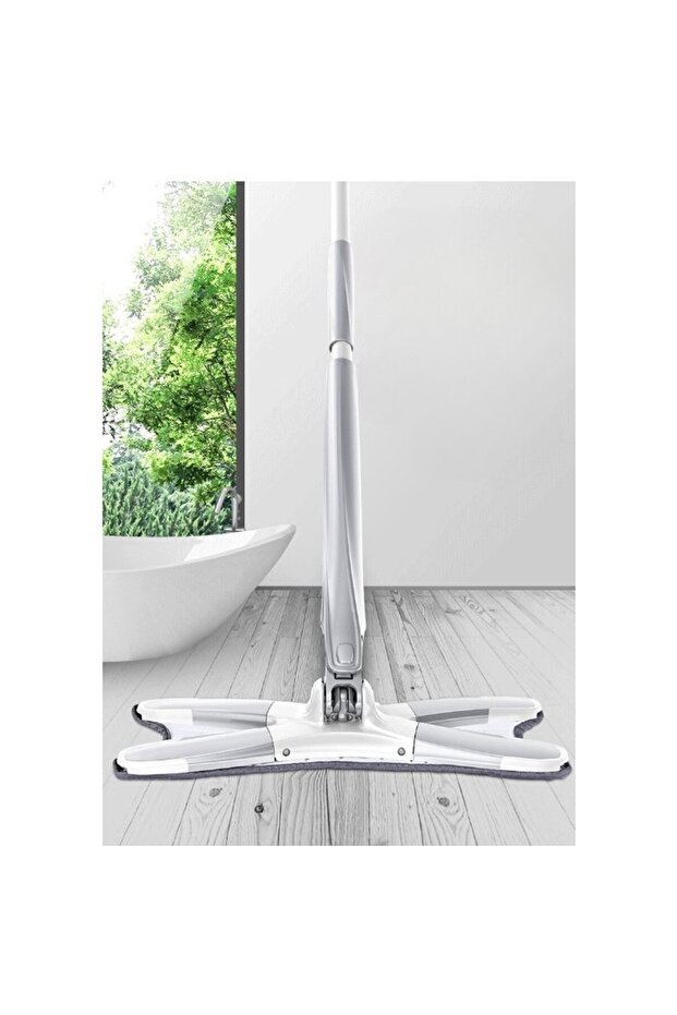 Flat Mop, Stef’s Cat, with Wringer System, 4 Included Pads, Telescopic Handle 140 cm, Silver - 7