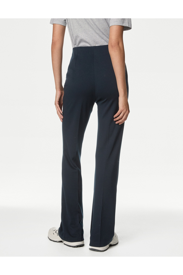 Yüksek Bel Flared Fit Örme Pantolon - 4