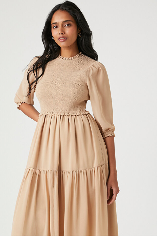 Şifon Midi Elbise - 1